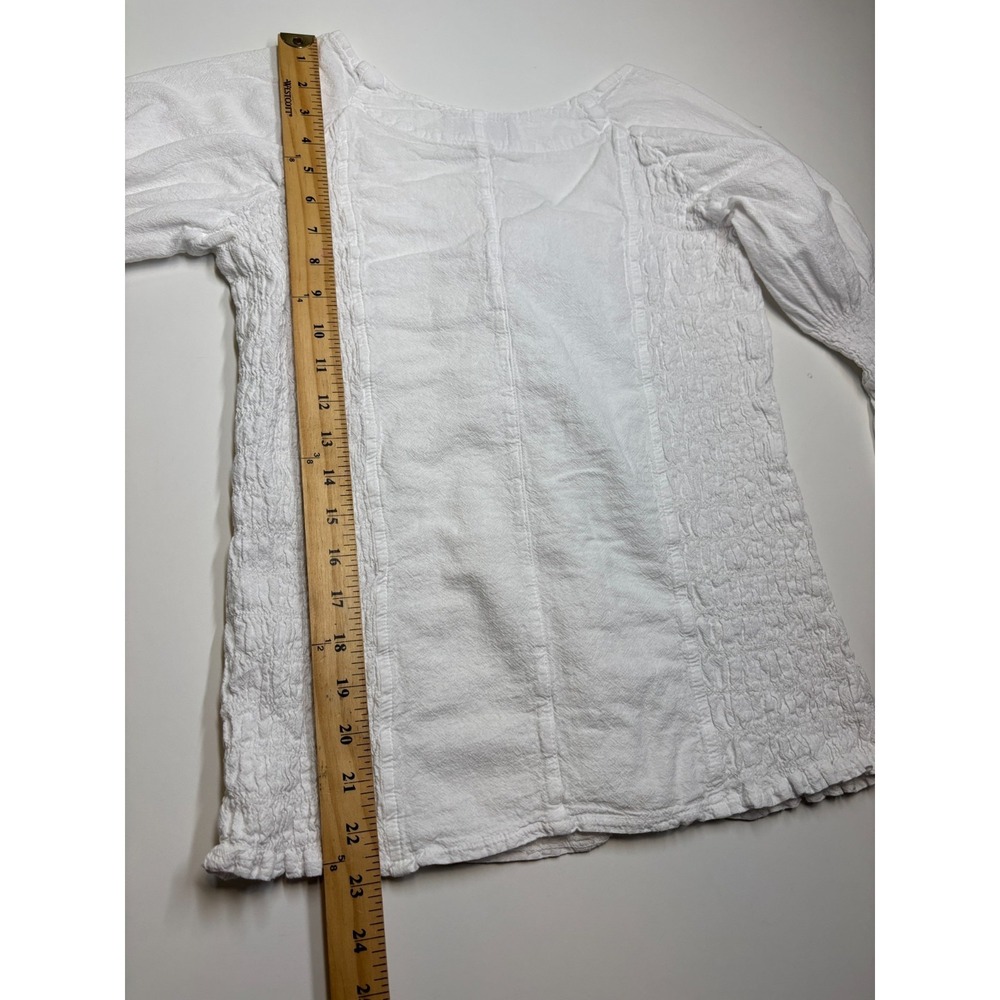 Scully Blouse Womens S White Smocked Bell Sleeves Lace Up Western Festival - Picture 7 of 8